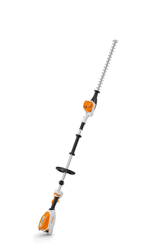 Taille-haie perche STIHL HLA 66 : coupe 50 cm, dents 33 mm, batterie 36V Pro, longueur 205 cm, poids léger 3,6 kg. Performance, autonomie et confort pour haies hautes.